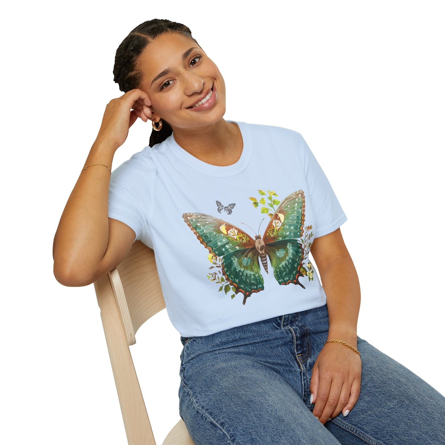 Butterfly Shirt Unisex T Shirt Monarch Print Gildan Softstyle 64000 Comfortable Everyday Wear