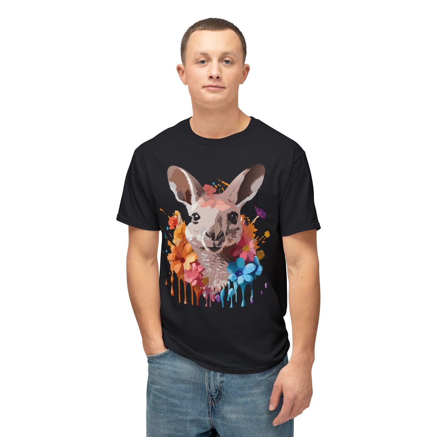 Unisex Kangaroo T Shirt HD Cotton Full Color Art Print Tee Made In USA 100 Percent Pre Shrunk