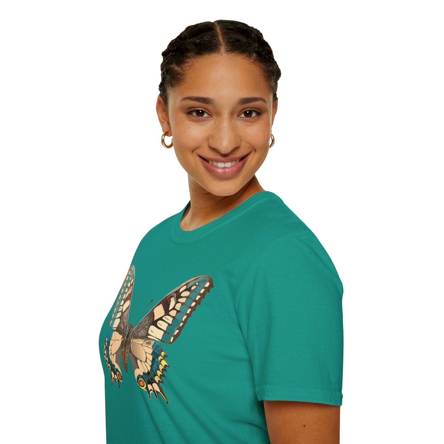 Unisex Butterfly T Shirt Softstyle 64000 Ring Spun Cotton Lightweight Tee Breathable Everyday Comfort