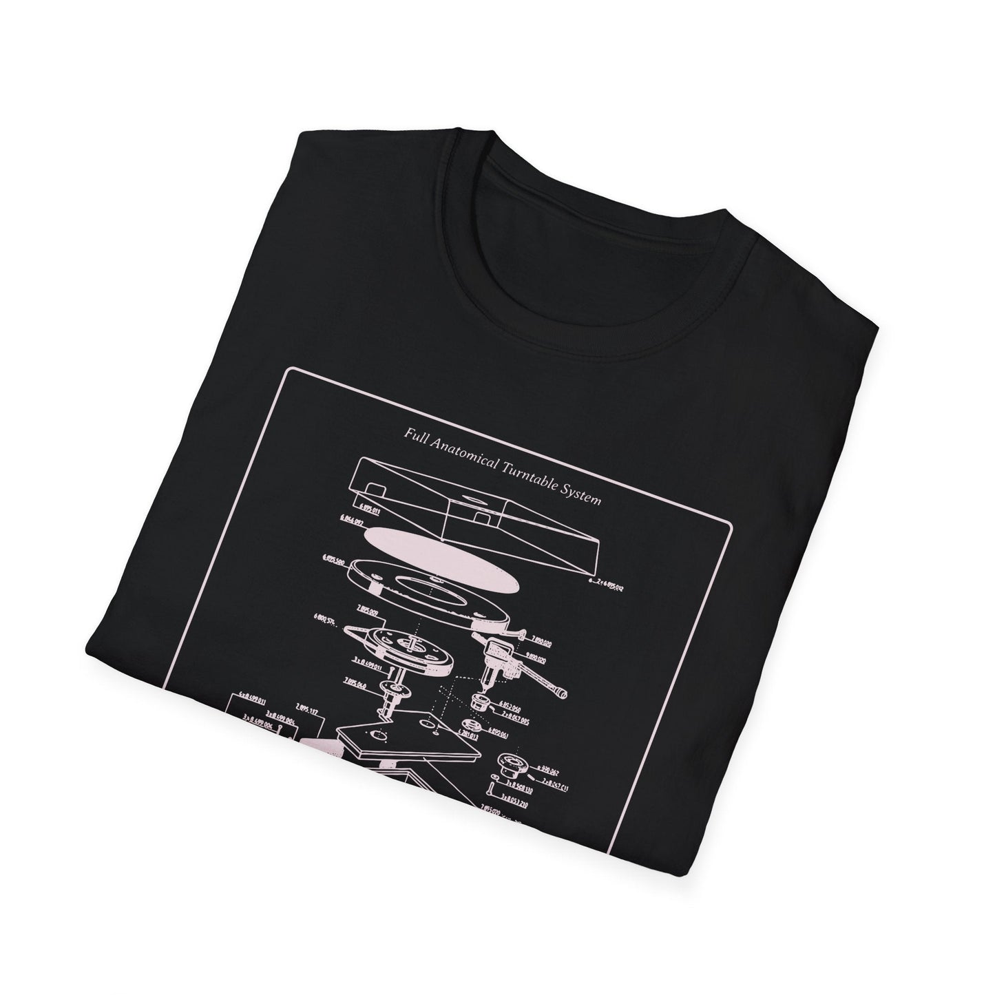 Record Player Blueprint T-Shirt Unisex Cotton Retro Vinyl Turntable Diagram Tee