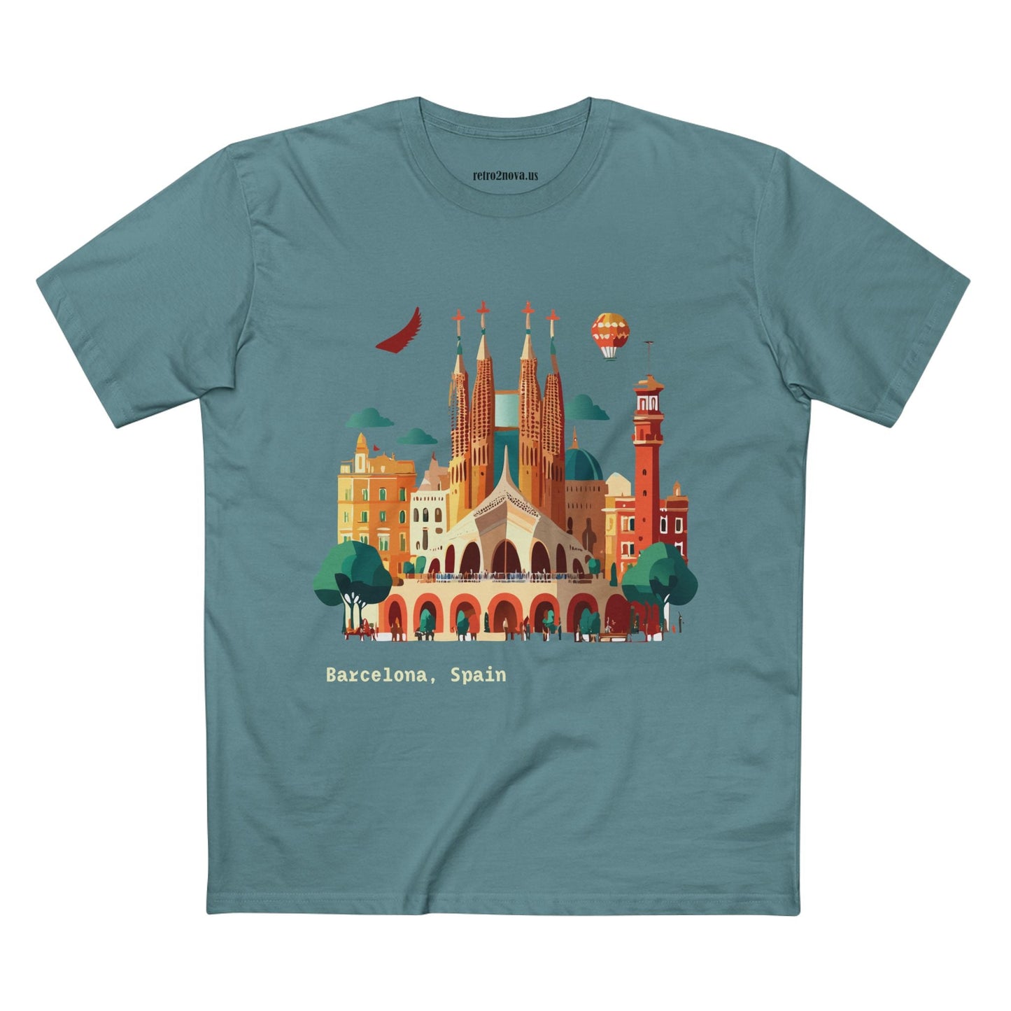 Barcelona Travel Shirt Unisex Cotton Art Tee Retro2Nova Premium Quality Original Art Design