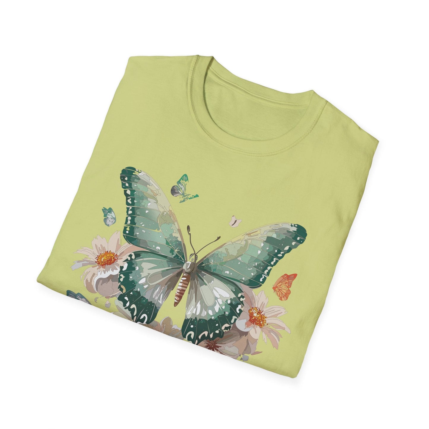 Butterfly T Shirt Unisex Softstyle Tee 100 Percent Ring Spun Cotton Monarch Design Premium Comfort