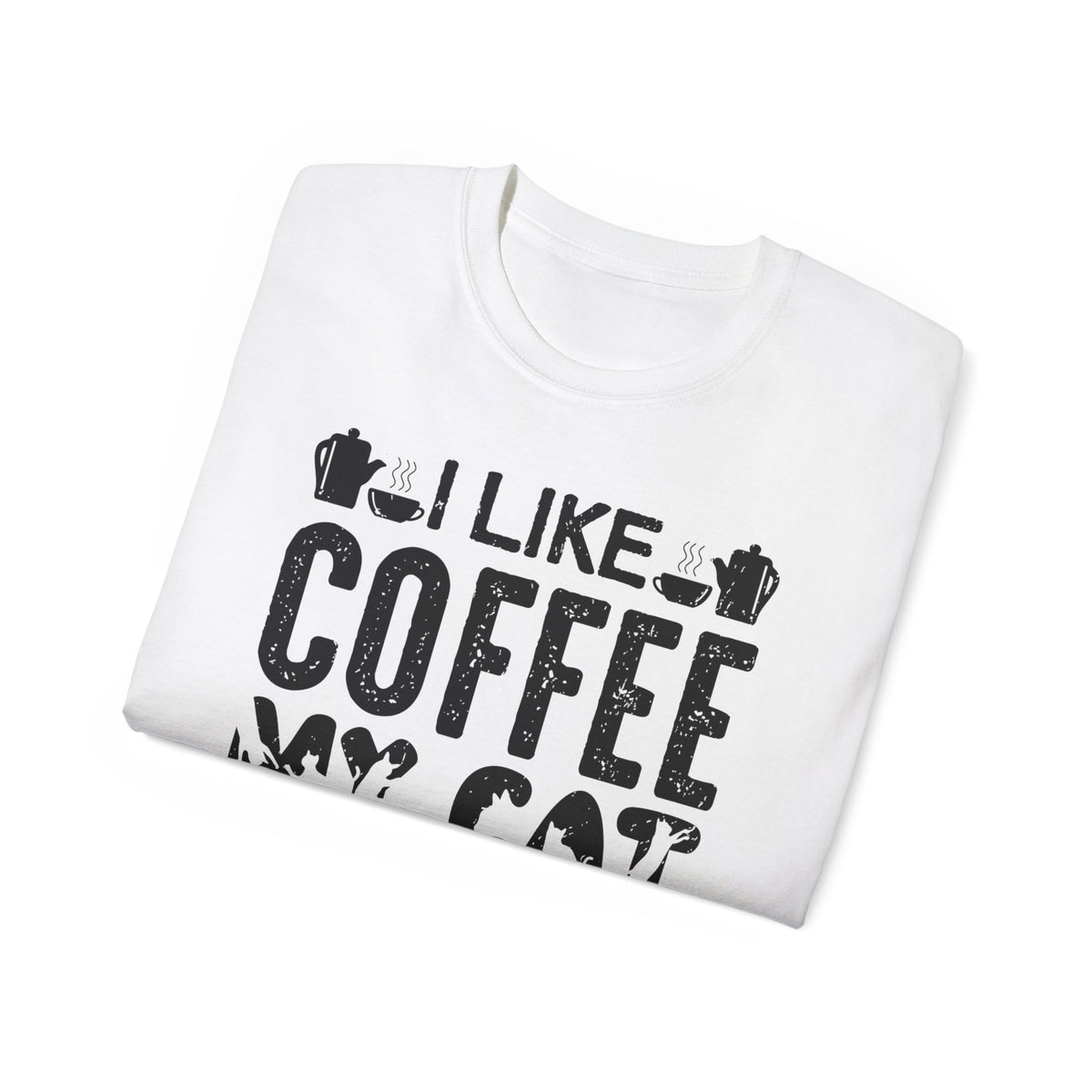 I Like Coffee My Cat And Maybe 3 People T-Shirt | Cat Coffee Humorous Tee