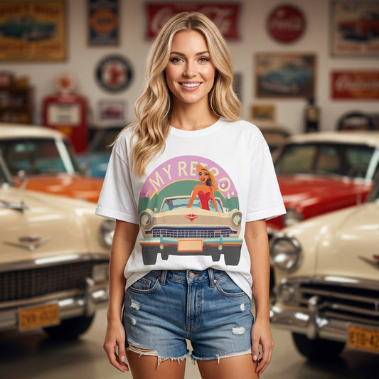 Retro Car Vintage Graphic Tee Staple Unisex 100 Cotton Tee Shirt - RC-27