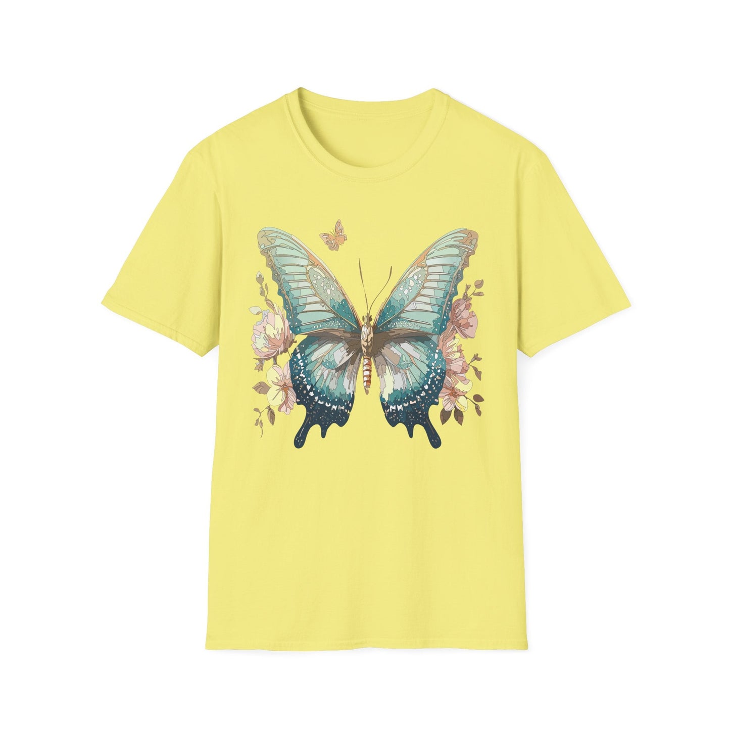 Butterfly Print Unisex T Shirt Monarch Design Softstyle 64000 Gildan Cotton Tee Quality