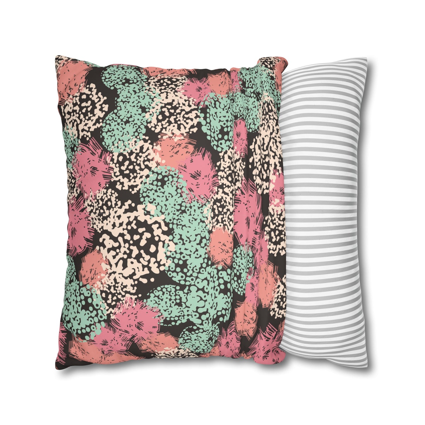 Faux Suede Pillowcase with Abstract print