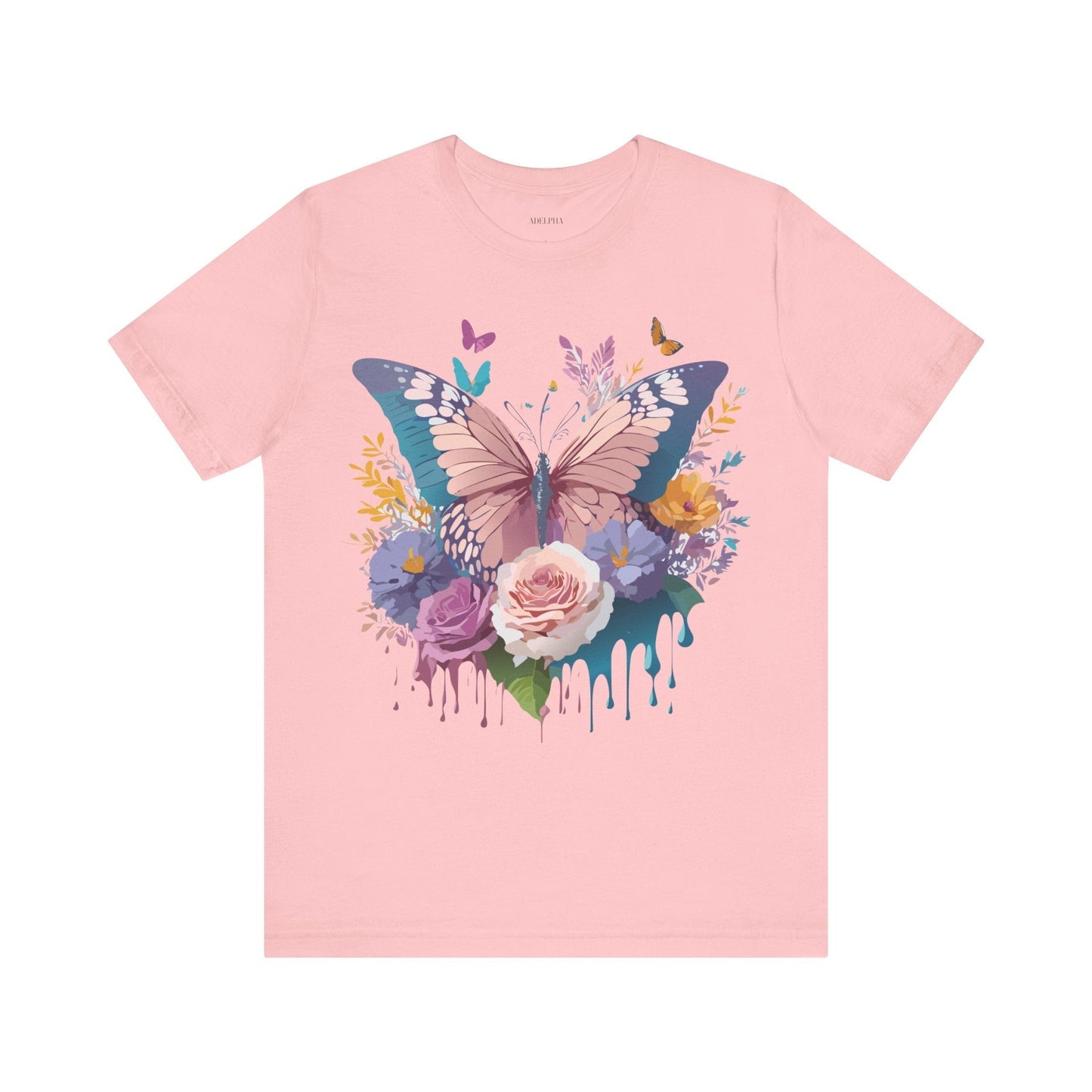 Butterfly Graphic Unisex 100 Cotton Lightweight Vintage Floral Design Jersey Tee 44
