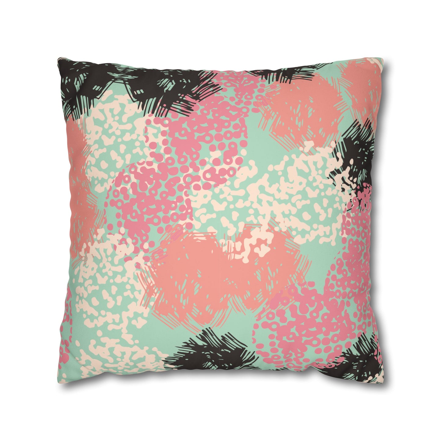 Faux Suede Pillowcase with Abstract print