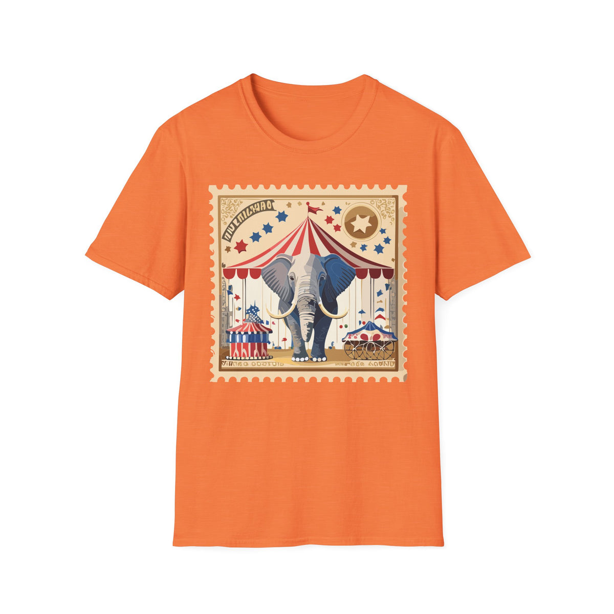 Circus Elephant Poster T-Shirt | Vintage Carnival Tent Stamp Graphic Tee Unisex 100 Cotton Gildan T-Shirt