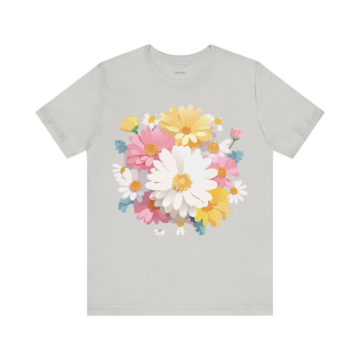 Floral Graphic Unisex Cotton Bella+Canvas Tee with Flowers Art Design n124