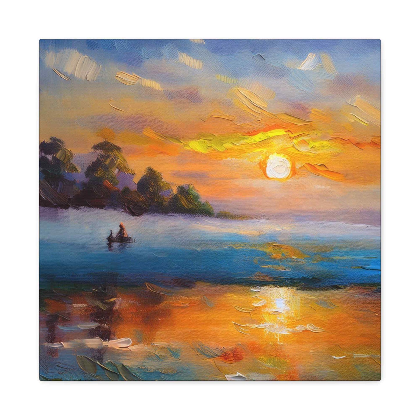 Sunrise Print Canvas, Oil Paint Print 20x20, 24x24, 30x30, 32x32, 36x36 Art Design Print Pine-Wood Inner Frame MC-43