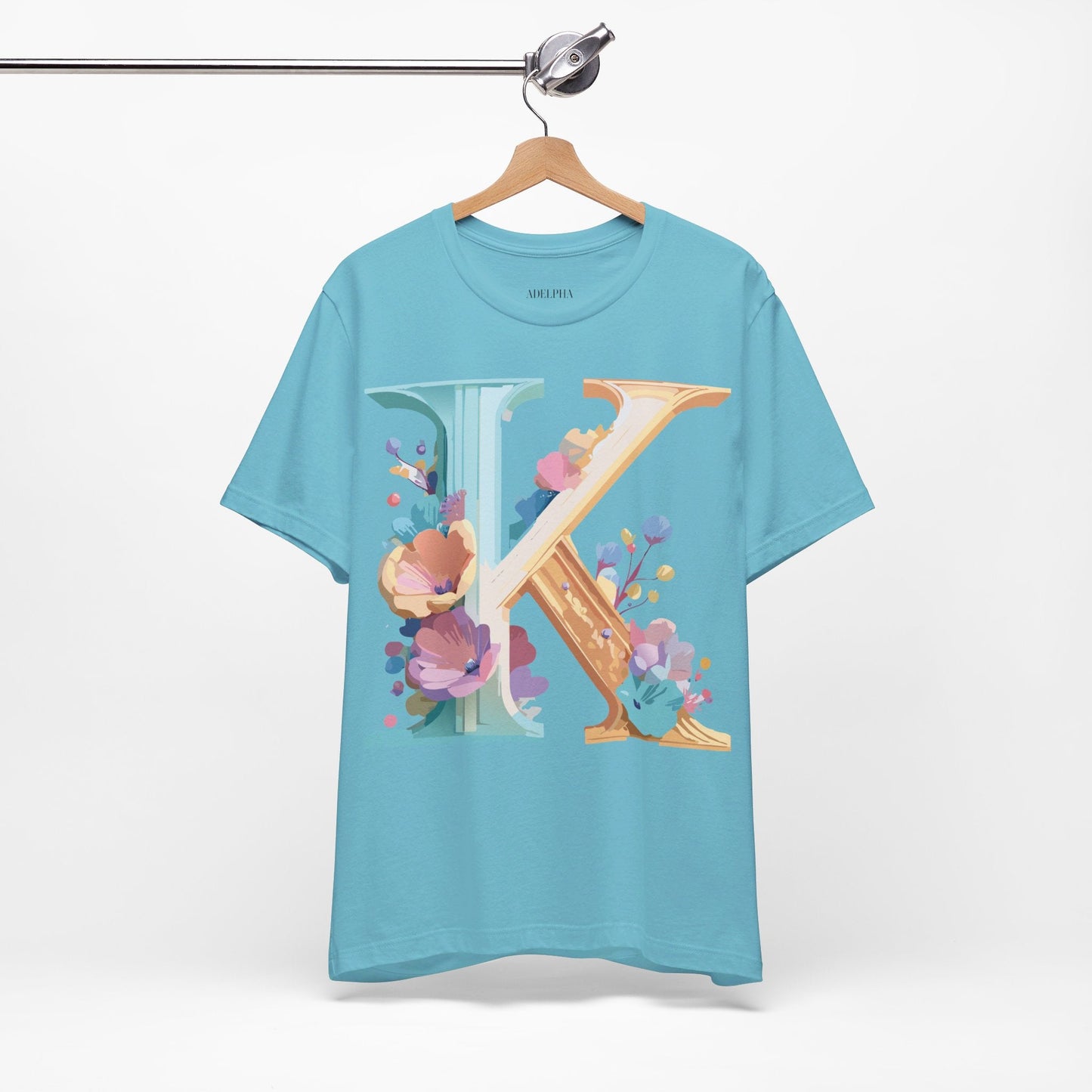 Letter K Graphic Tee Unisex Shirt By Adelpha Vintage Art Design Short Sleeve Collection
