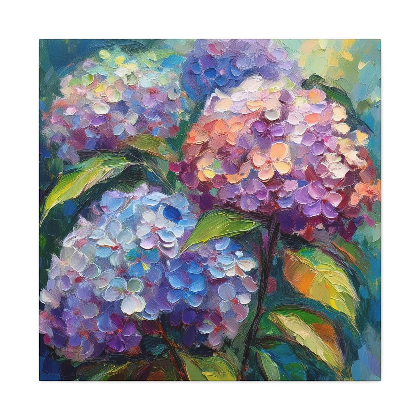 Hydrangeas Print Canvas, Flowers Oil Paint Print 20x20, 24x24, 30x30, 32x32, 36x36, Floral Art Design Print Non-Frame MC-27