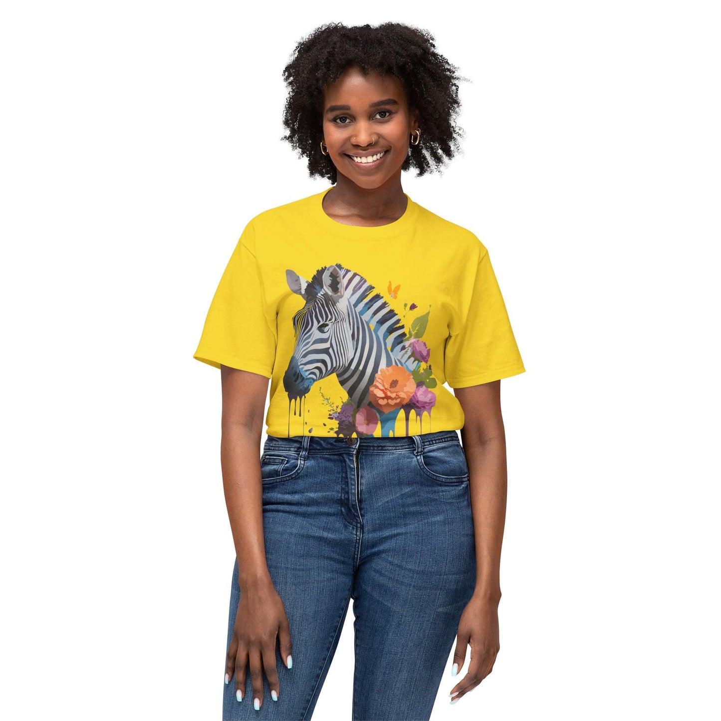 Unisex Zebra Art T Shirt With Full Color Print HD Cotton Tee Made In USA For Everyday Style