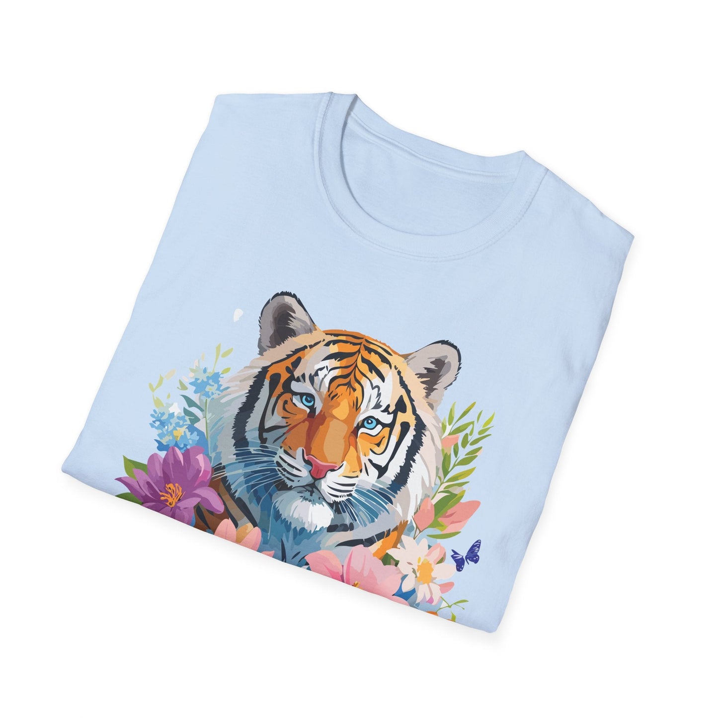 Tiger Print Unisex Softstyle T Shirt 100 Percent Ring Spun Cotton Tee
