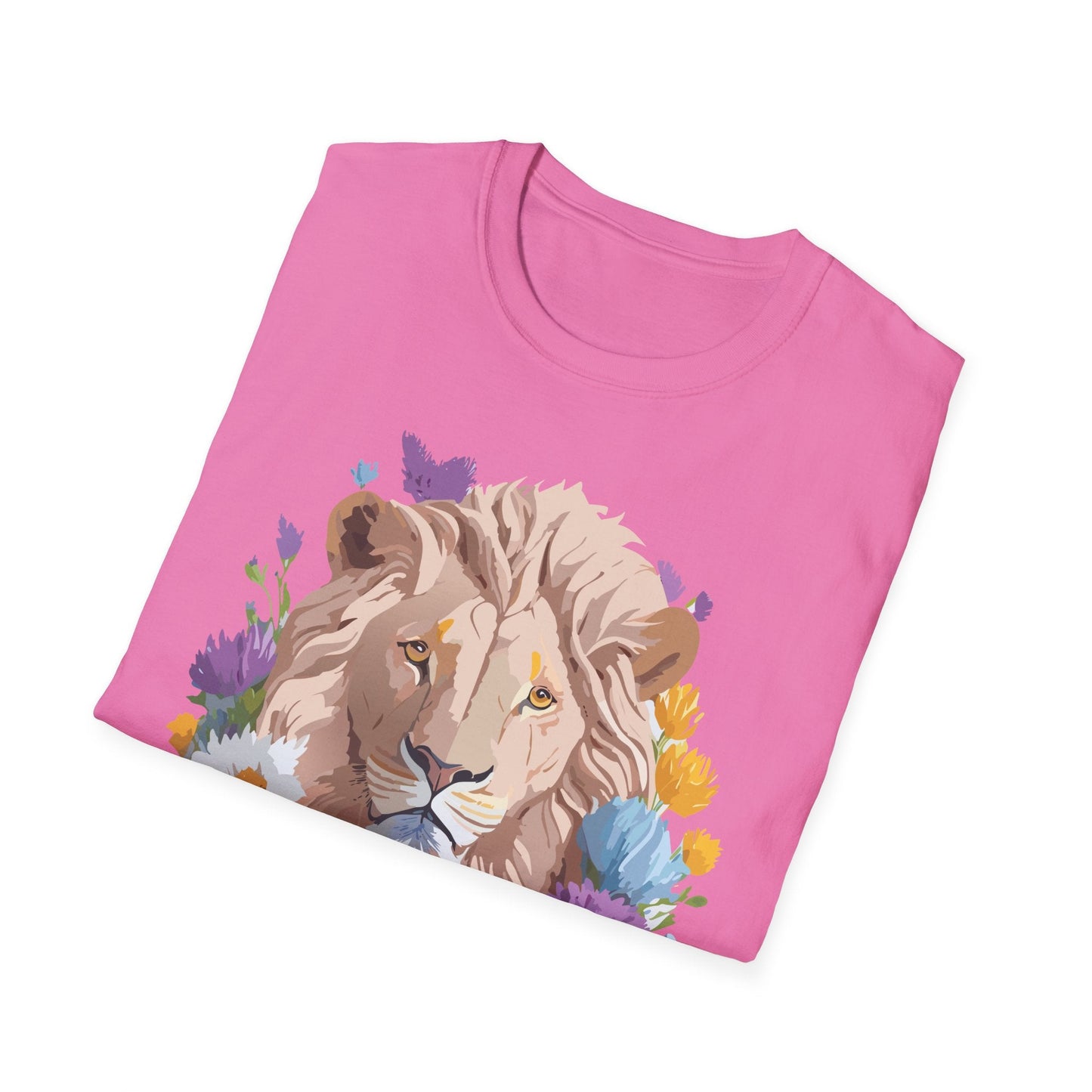 Lion Shirt Unisex Floral Lion Tee Gildan Softstyle 64000 Short Sleeve