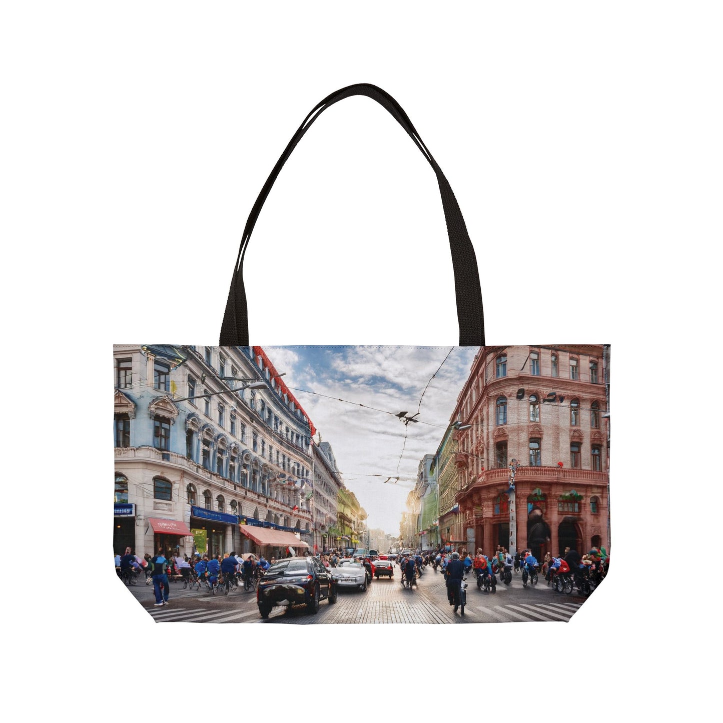 City Street Photo Print Big Bag  100% Spun Poly 24x13 Canvas Art Bag C-01
