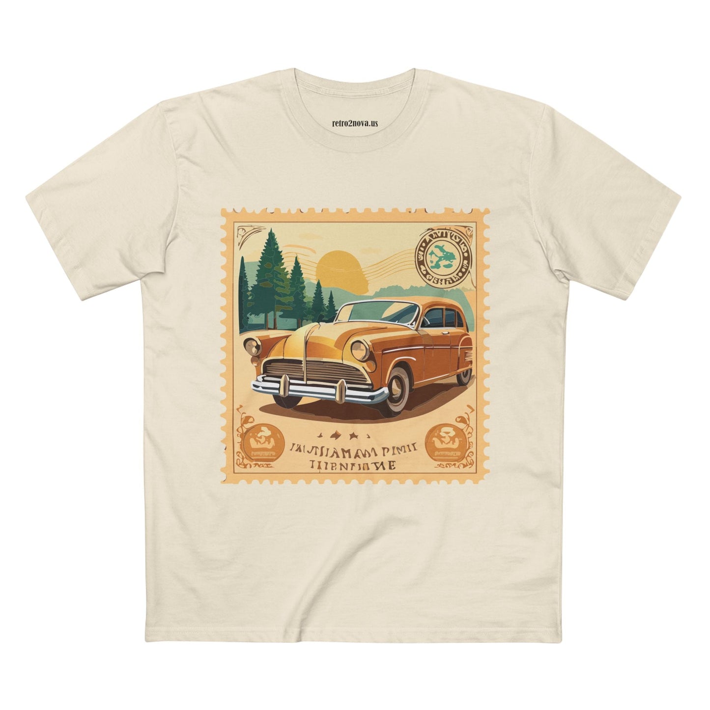 Retro2Nova Postage Stamp Shirt Unisex Premium Cotton Tee With Original Art Design