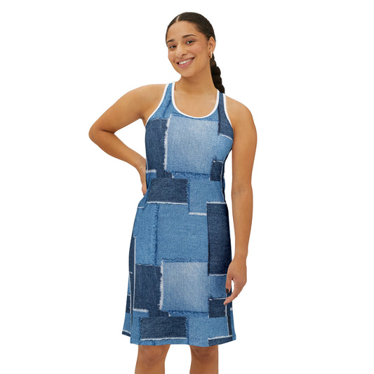 Summer Dress with denim prints