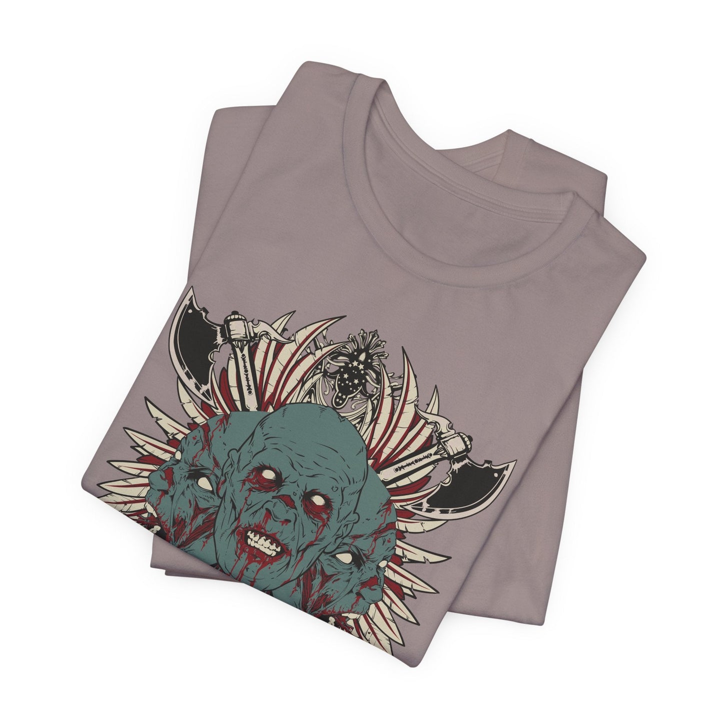 Zombie Skull Mandala T-Shirt Horror Graphic Tee, Gothic Skull Art-54-2