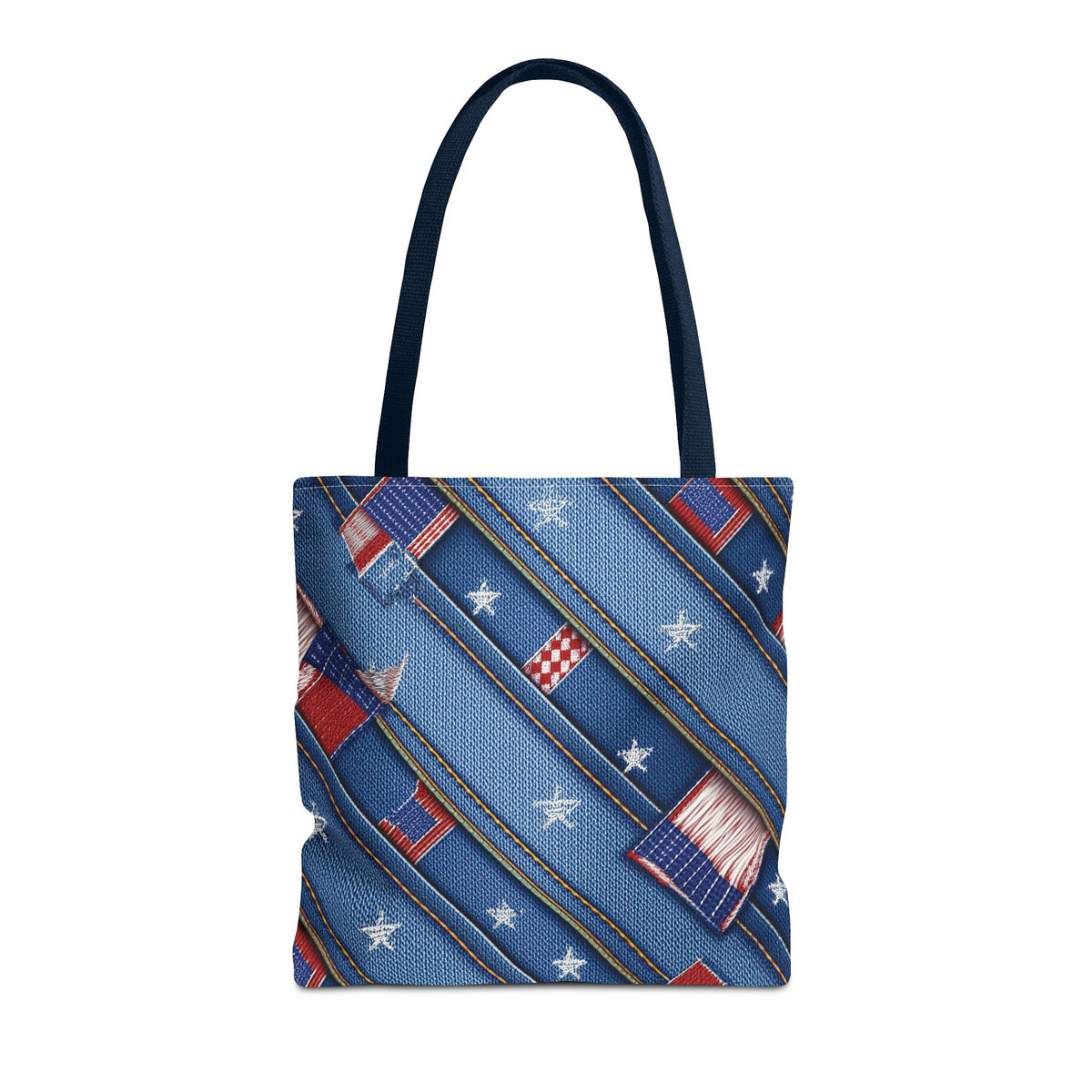 4th of July Graphic Denim Fabric Imitation Print Unisex Canvas Bag Poly Spun 3 Sizes Tote Bag 200-16