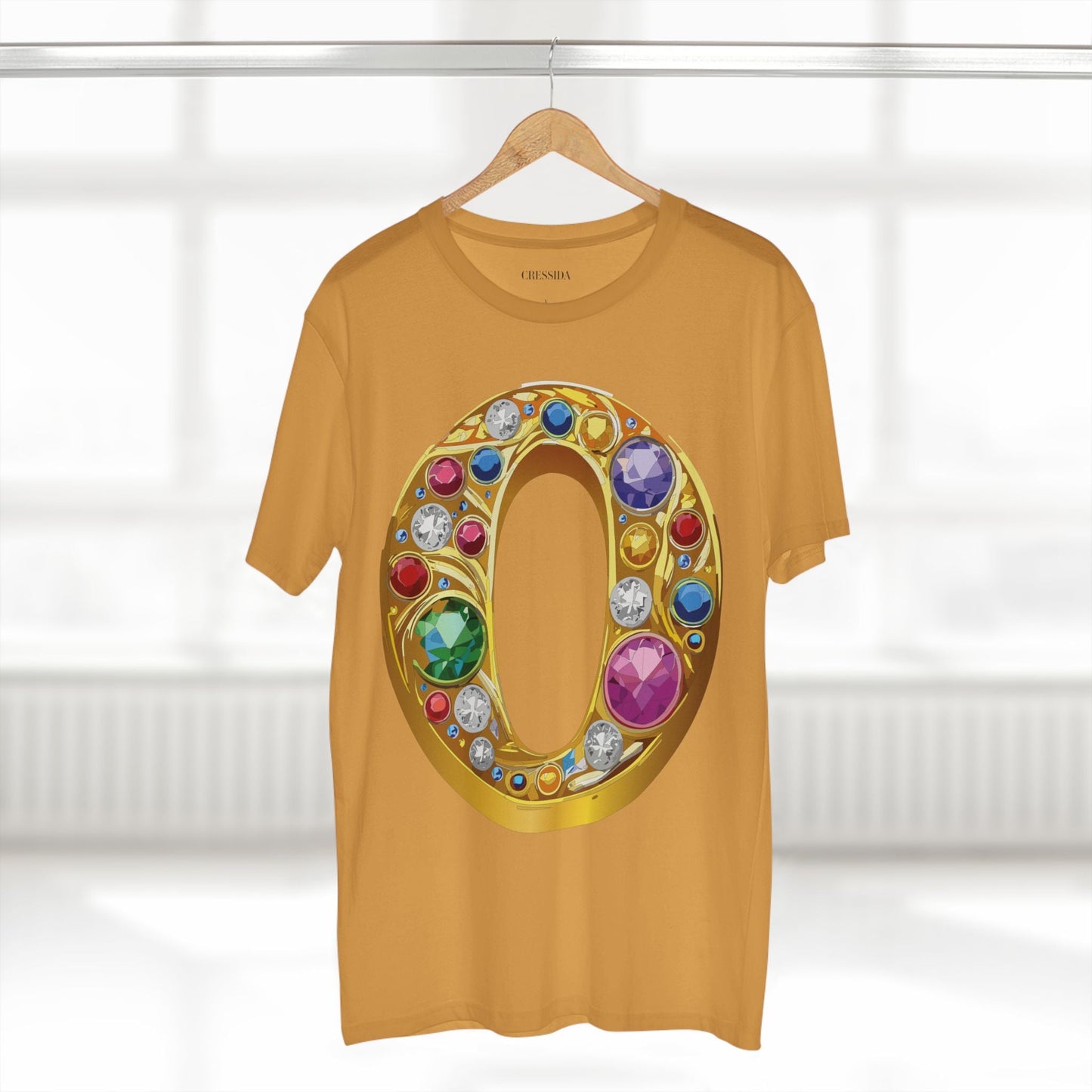 Letter O Graphic Design Tee Unisex 100 Cotton With Antique Gold Letters Artwork T-Shirt