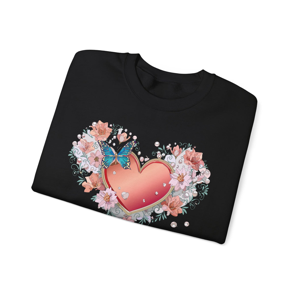 Floral Heart Love Graphic Valentine's Day Sweatshirt Unisex 50/50 Cotton-Poly Sweatshirt w26