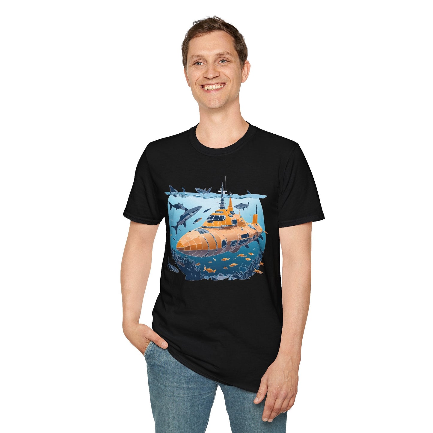 Ocean Graphic Tee Shirt Unisex Softstyle 64000 Gildan Lightweight Breathable Ocean Design U Boat