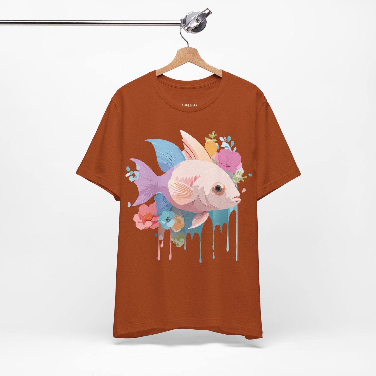 Adelpha Fish Graphic Tee Unisex Jersey Short Sleeve Vintage Art Design Tee Shirt Premium Quality