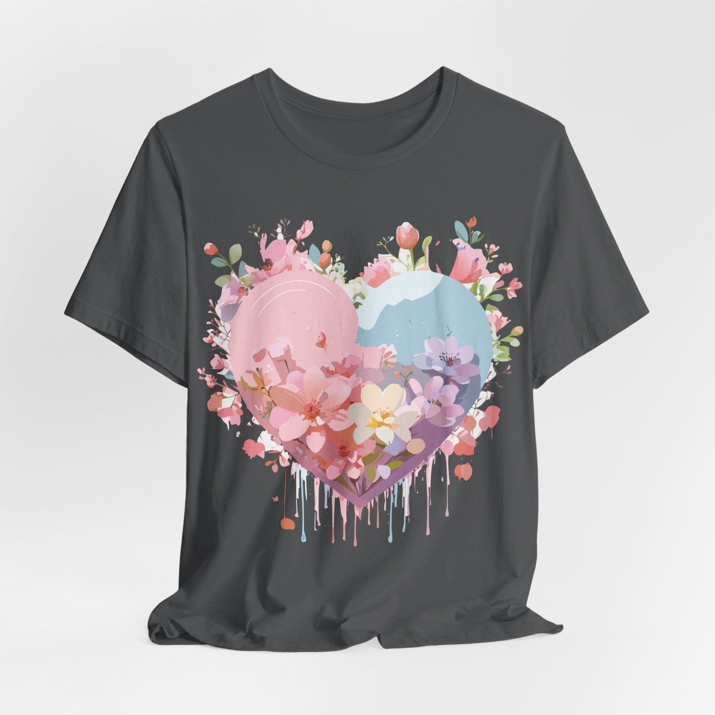 Valentine Day Graphic Unisex 100 Cotton Vintage Artwork with Love and Flower Design Tee 30