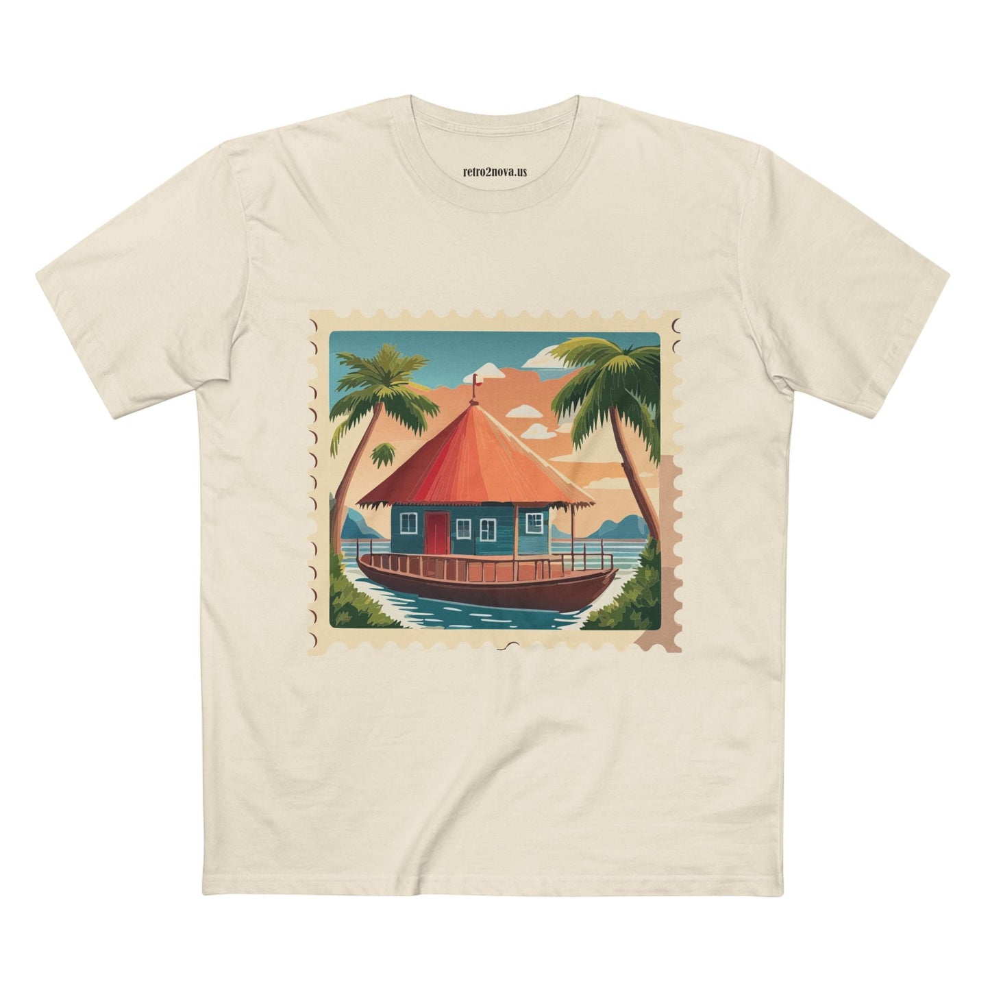 Unisex Postage Stamp Shirt Art Tee Premium Cotton By Retro2Nova Studio Collection