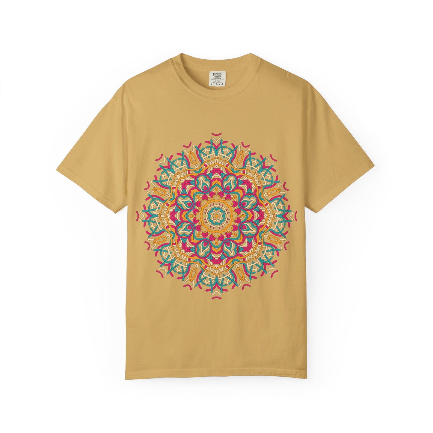 Unisex Garment Dyed Cotton T-Shirt with Mandala Graphic Design