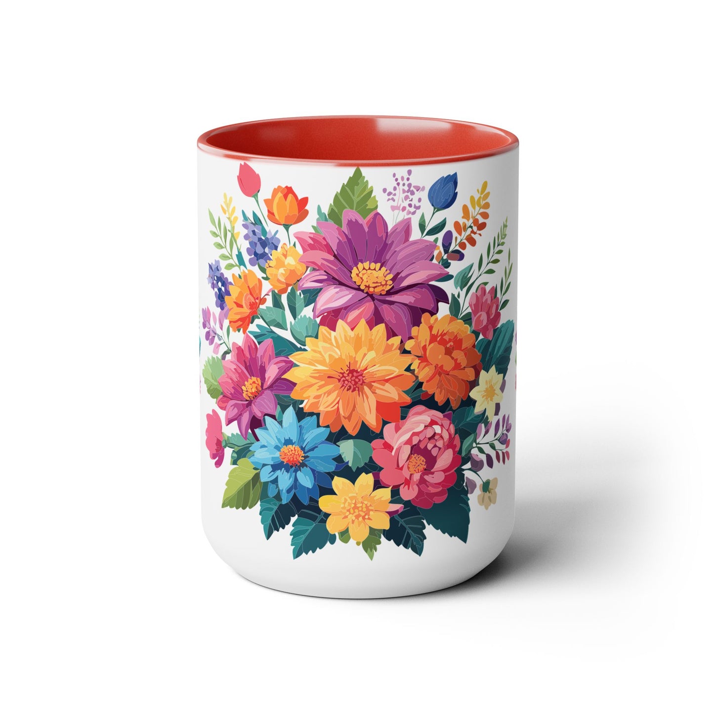 Tazas de café de dos tonos con flores