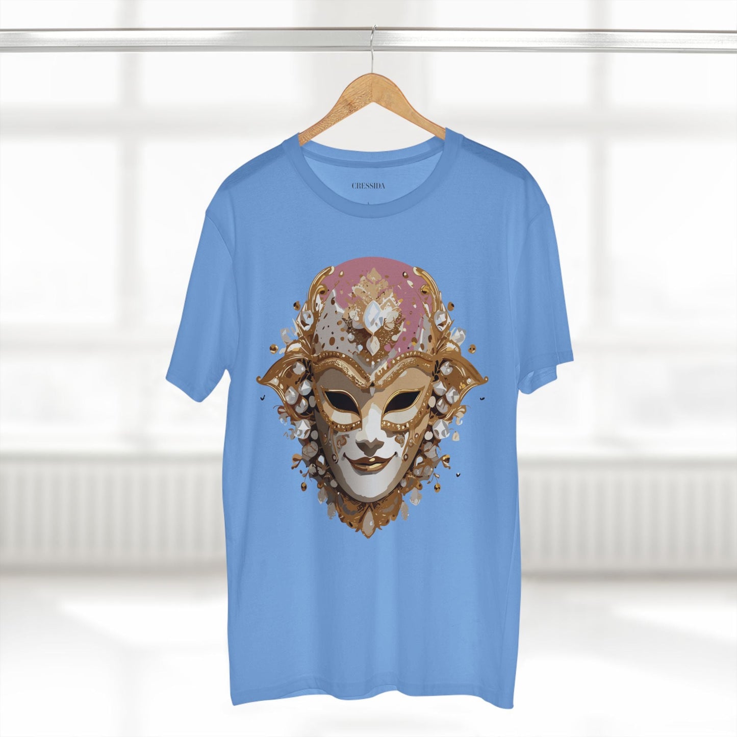 Carnival Mask Graphic T-Shirt Unisex 100 Cotton With Antique Gold Art Design Tee 19
