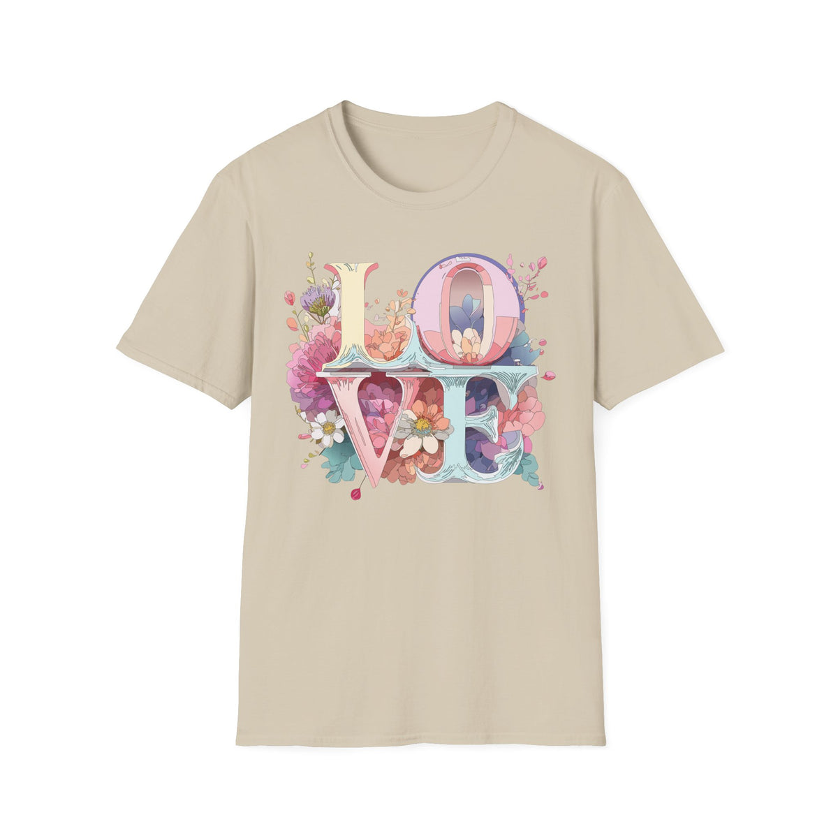 LOVE floral letter tee, T-Shirt | pastel bloom typography