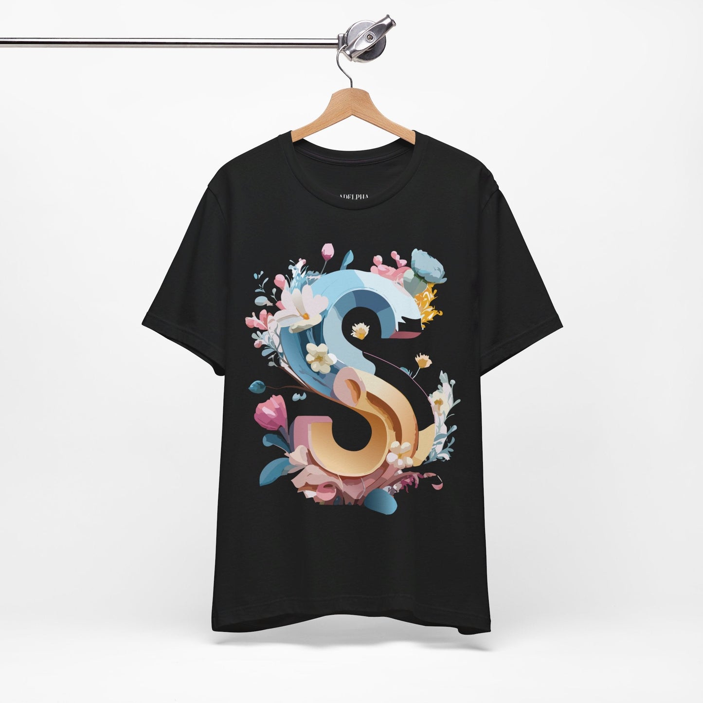 Letter S Shirt Graphic Tee Unisex Jersey Short Sleeve Premium Vintage Inspired Artwork Adelpha