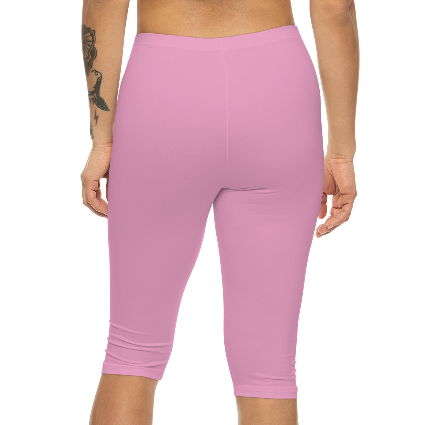 Blush Pop Pink Color Women's Brushed Suede Poly Span Casual Capri Leggings XS-2XL