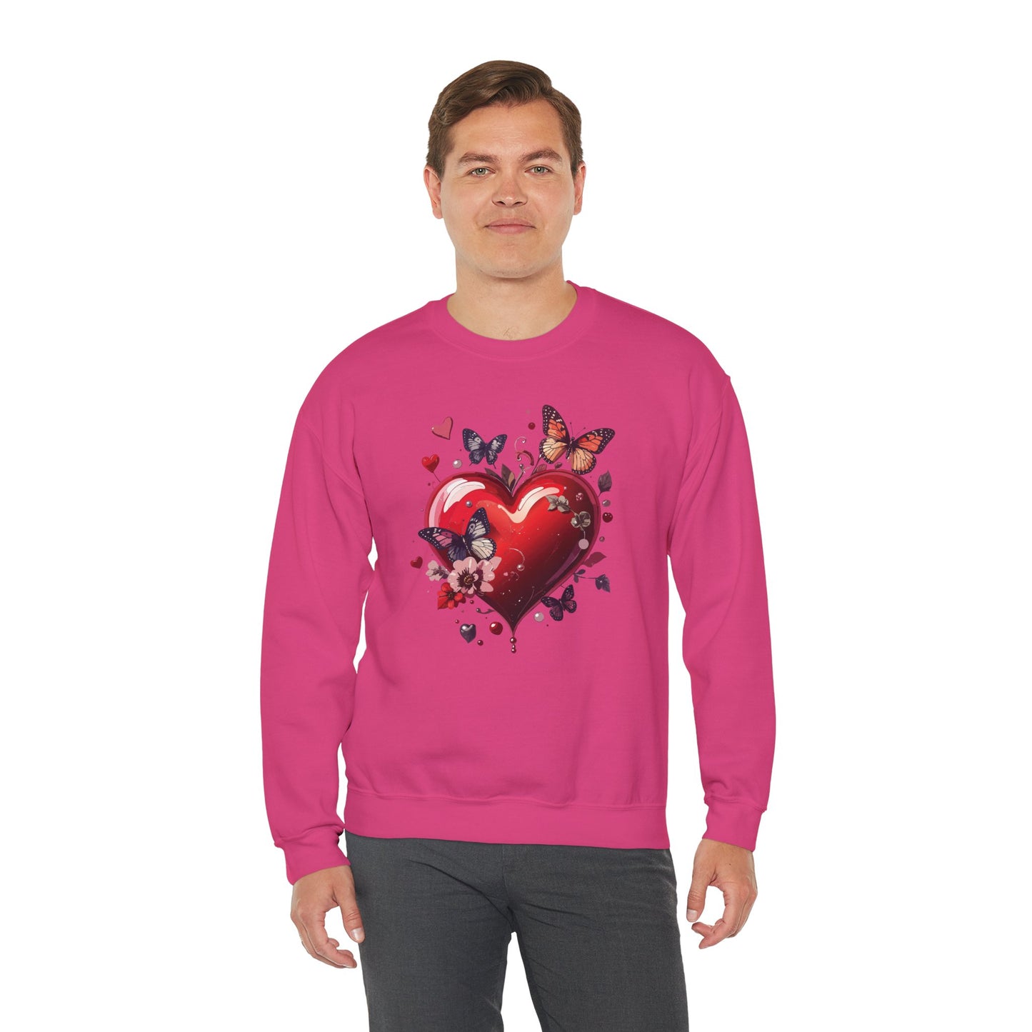 Big Red Heart Sweatshirt, Floral Red Heart Sweatshirt, Floral Love Sweatshirt, Valentine's Day Sweatshirt, Heart Floral Sweatshirt 105