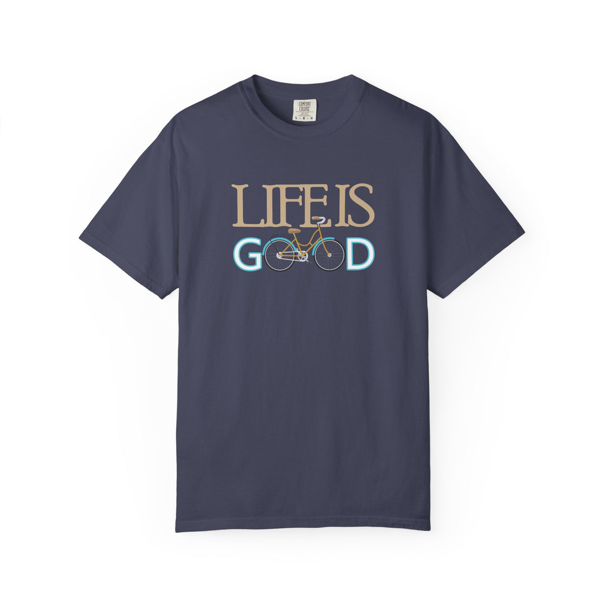 Life Is Good Bicycle Graphic Unisex Comfort Colors Garment-Dyed Heavyweight 100 Cotton Art Design T-Shirt w52