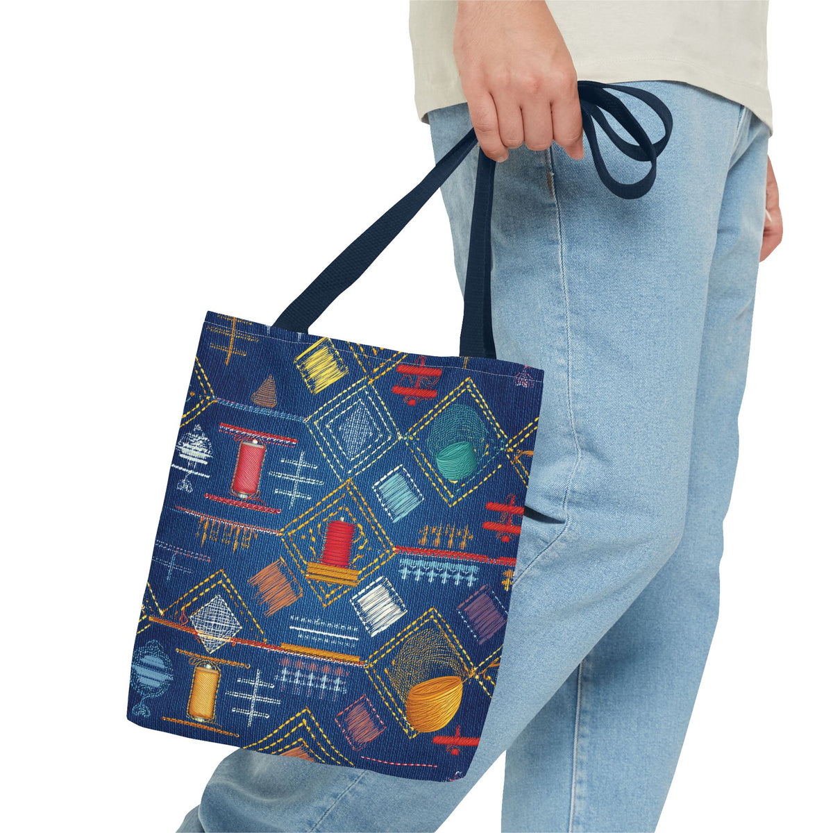 Diwali Graphic Denim Fabric Imitation Print Unisex Canvas Bag Poly Spun 3 Sizes Tote Bag 205-23