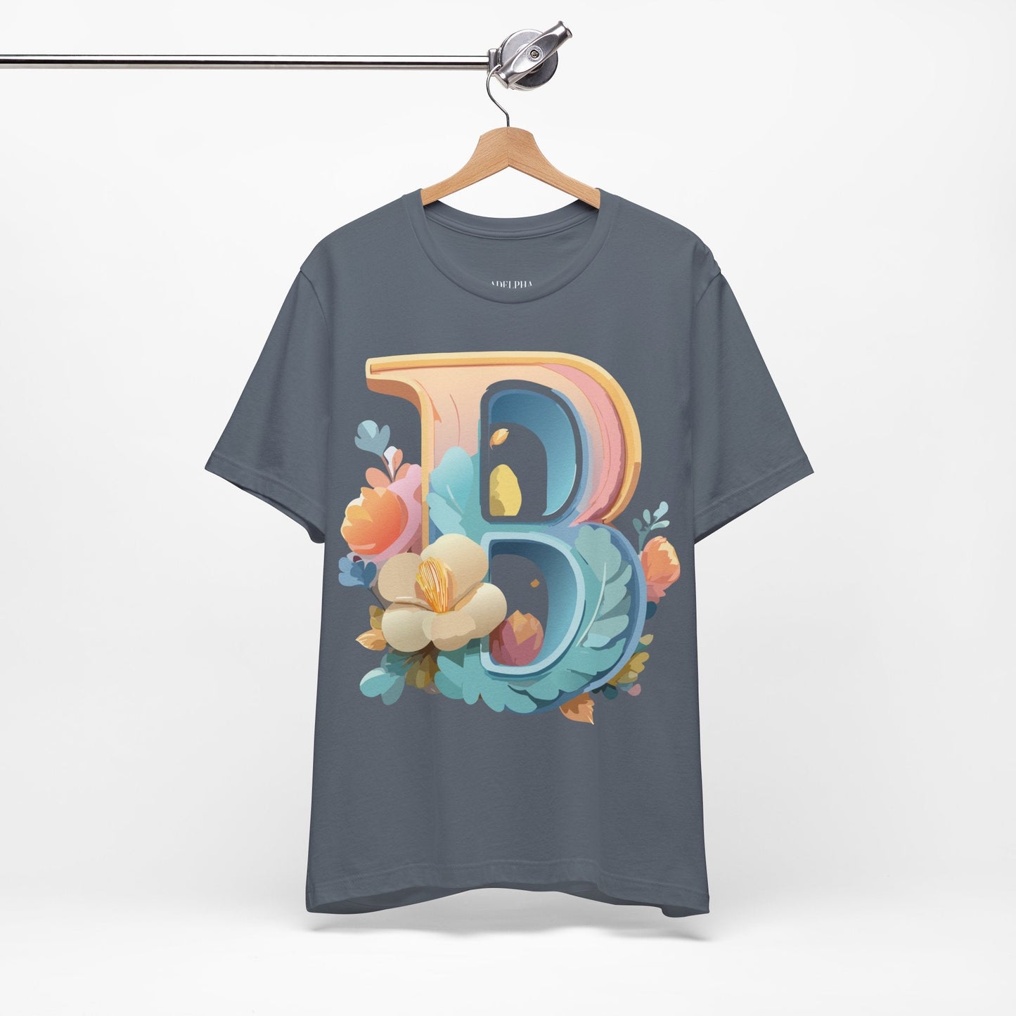Letter B Graphic Tee Unisex Jersey Short Sleeve With Vintage Inspired Artwork By Adelpha