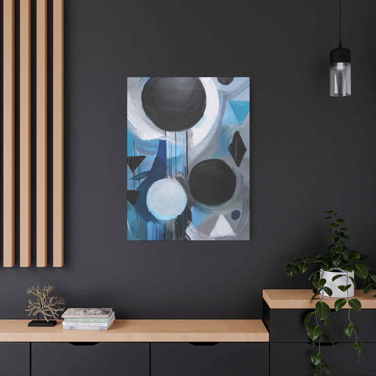 Blue Abstract Painting Print Canvas 20x24,20x30,24x30, 24x32,24x36,30x40, 32x48,36x48,40x60 Pine-Wood Inner Frame ABS-30