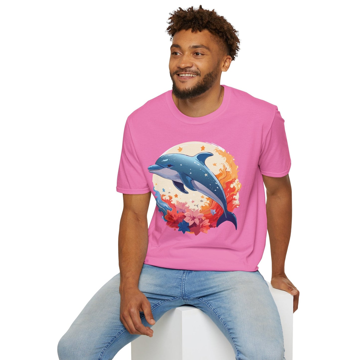 Dolphin T Shirt Unisex Softstyle Gildan 64000 100 Percent Ring Spun Cotton Animal Fish Tee