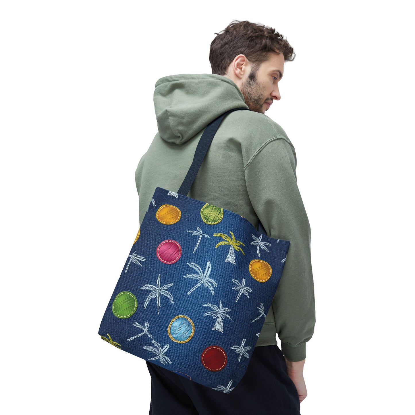 Denim Fabric Imitation Print Unisex Canvas Bag Poly Spun 3 Sizes Tote Bag 182-9