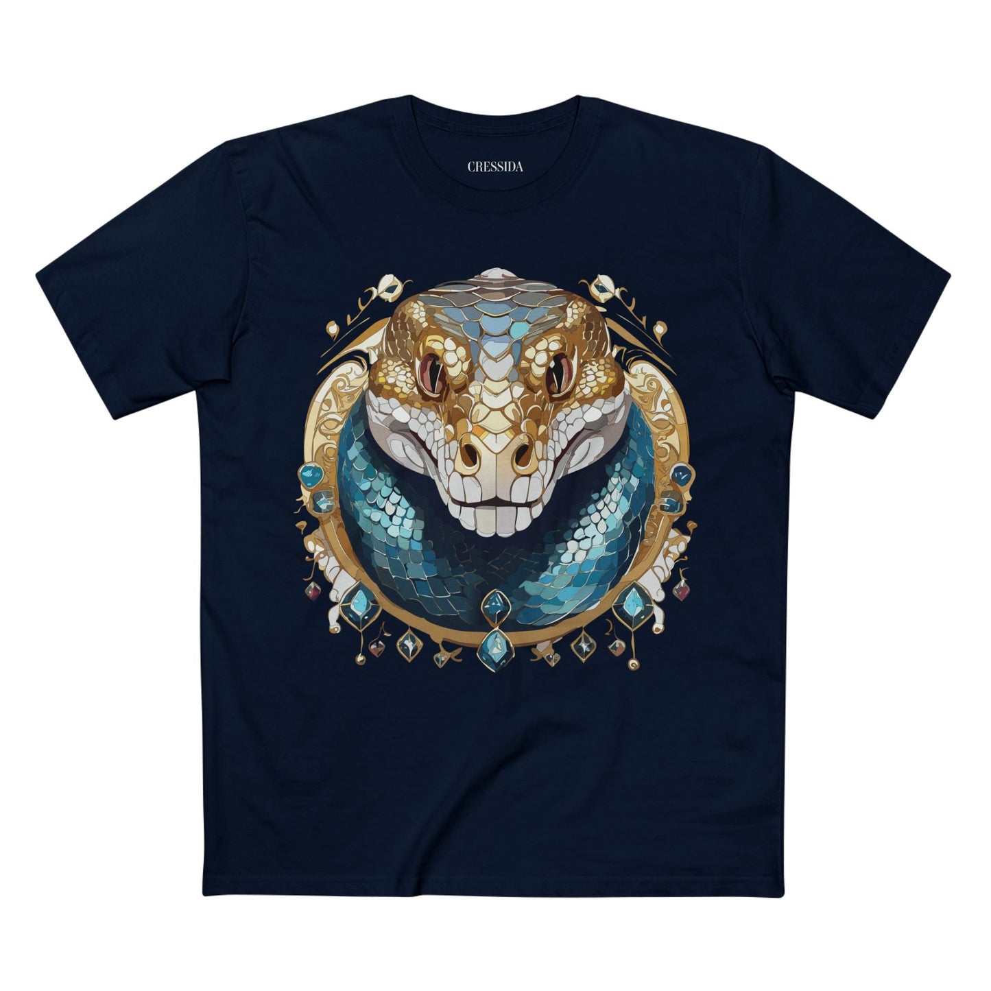 Snake Graphic Unisex 100 Cotton Tee With Unique Animal Golden Medallion Art Design 43