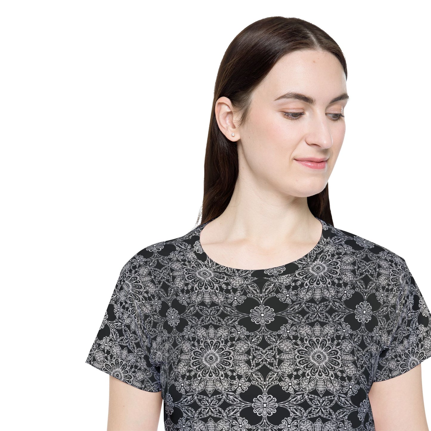 Lace Print Poly Shirt, Poly Shirt with Lace Print, Lace Shirt 56