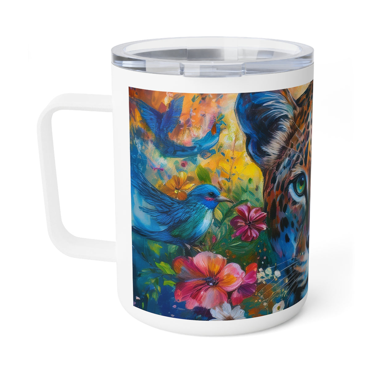 40 Art Design Insulated Coffee Mug Clear Lid 10oz Insulated Coffee Mug 10oz