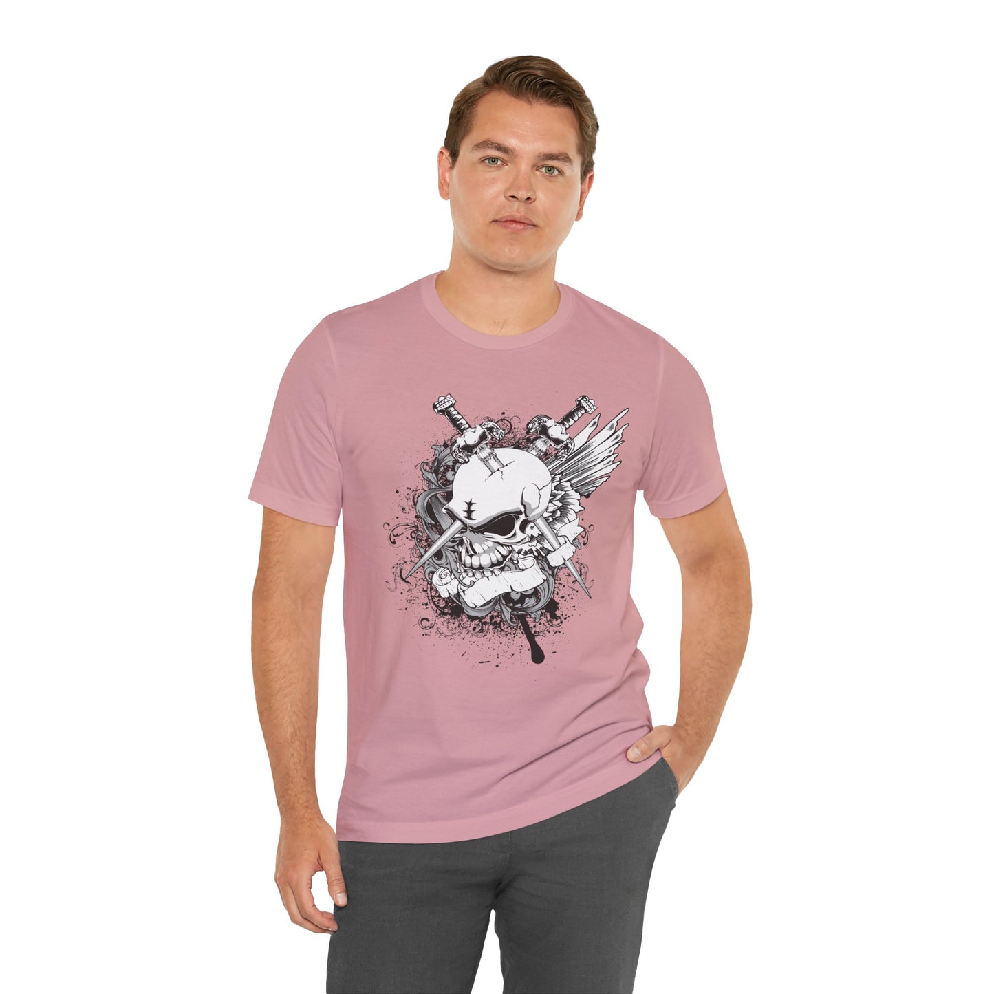 Dagger Skull Graphic Design Tee, Skull Shirt, Vintage Tees, Art Design T-Shirt, Vintage Graphic Tee, Art Shirts with Skulls