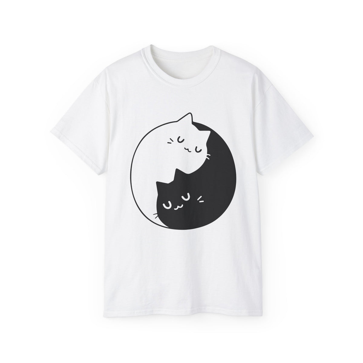Yin Yang Cats T-Shirt | Black White Cat Illustration, Cute Kittens Tee