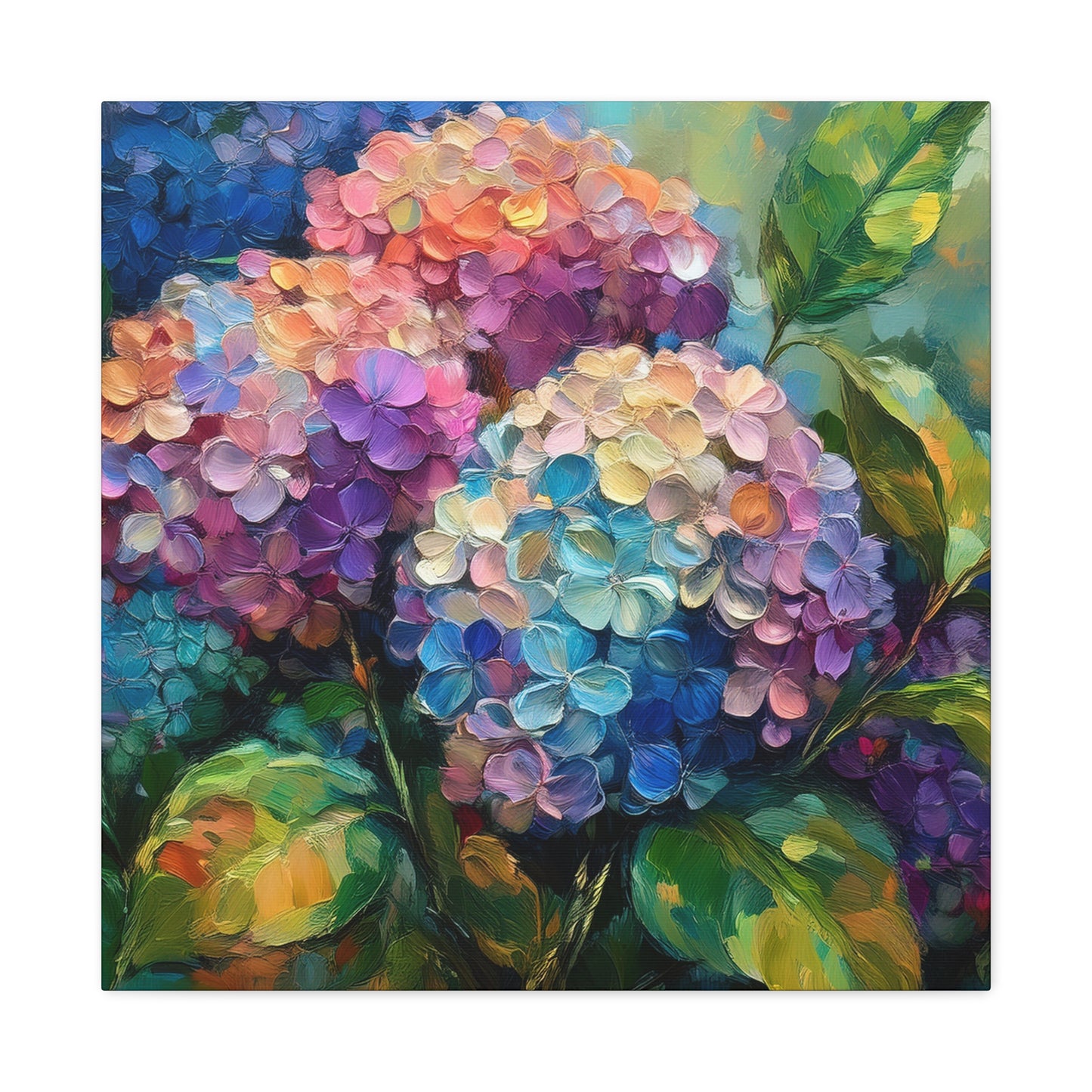 Hydrangeas Print Canvas, Flowers Oil Paint Print 20x20, 24x24, 30x30, 32x32, 36x36, Floral Art Design Print Non-Frame MC-28